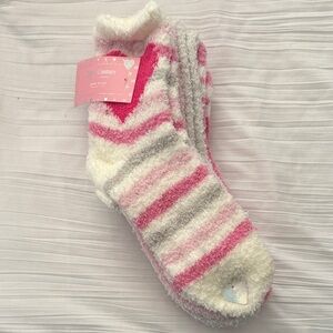 Juicy Couture Pink and Cream Fuzzy Socks